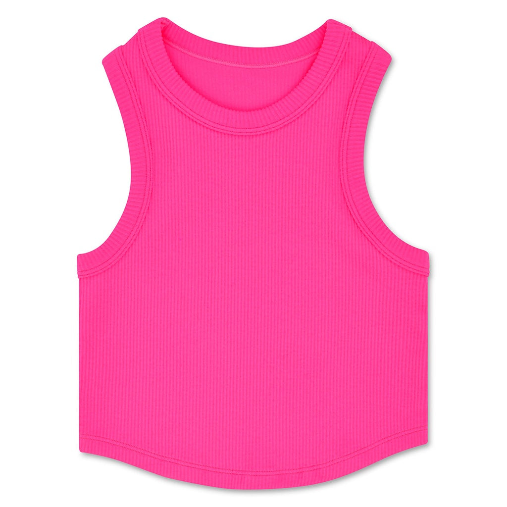 Bright Pink Cropped Racer Back Top by Iscream