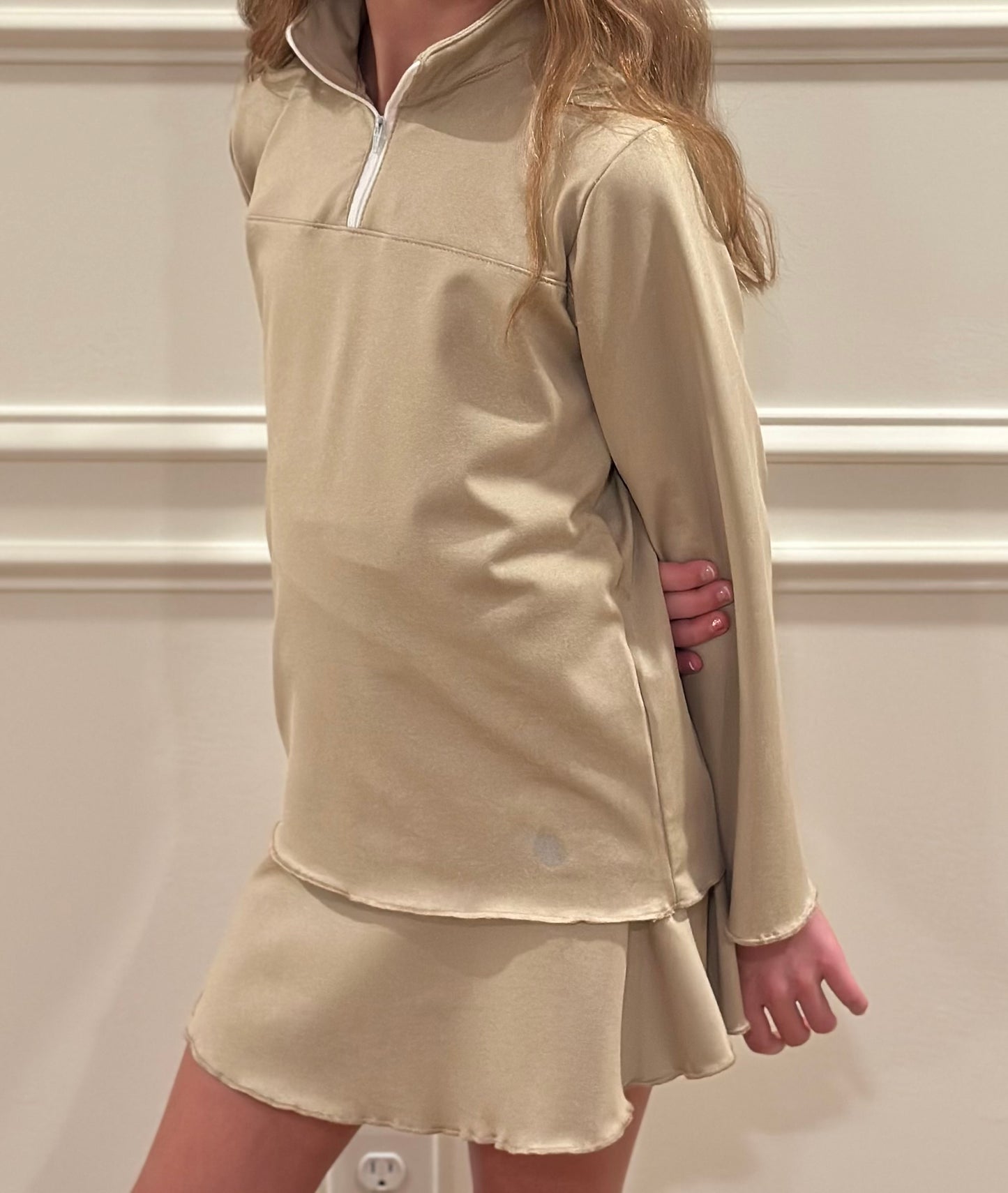 1/4 Zip Lettuce Edge Pull Over