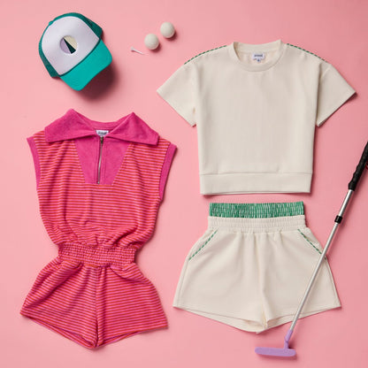 Wynne Romper Pink/ Orange French Terry
