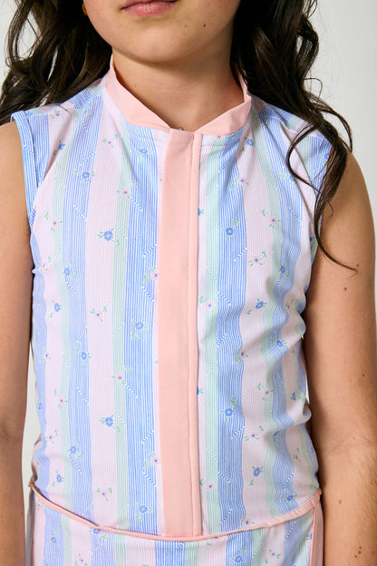 Striped In Bloom Dress By Courtside Kids