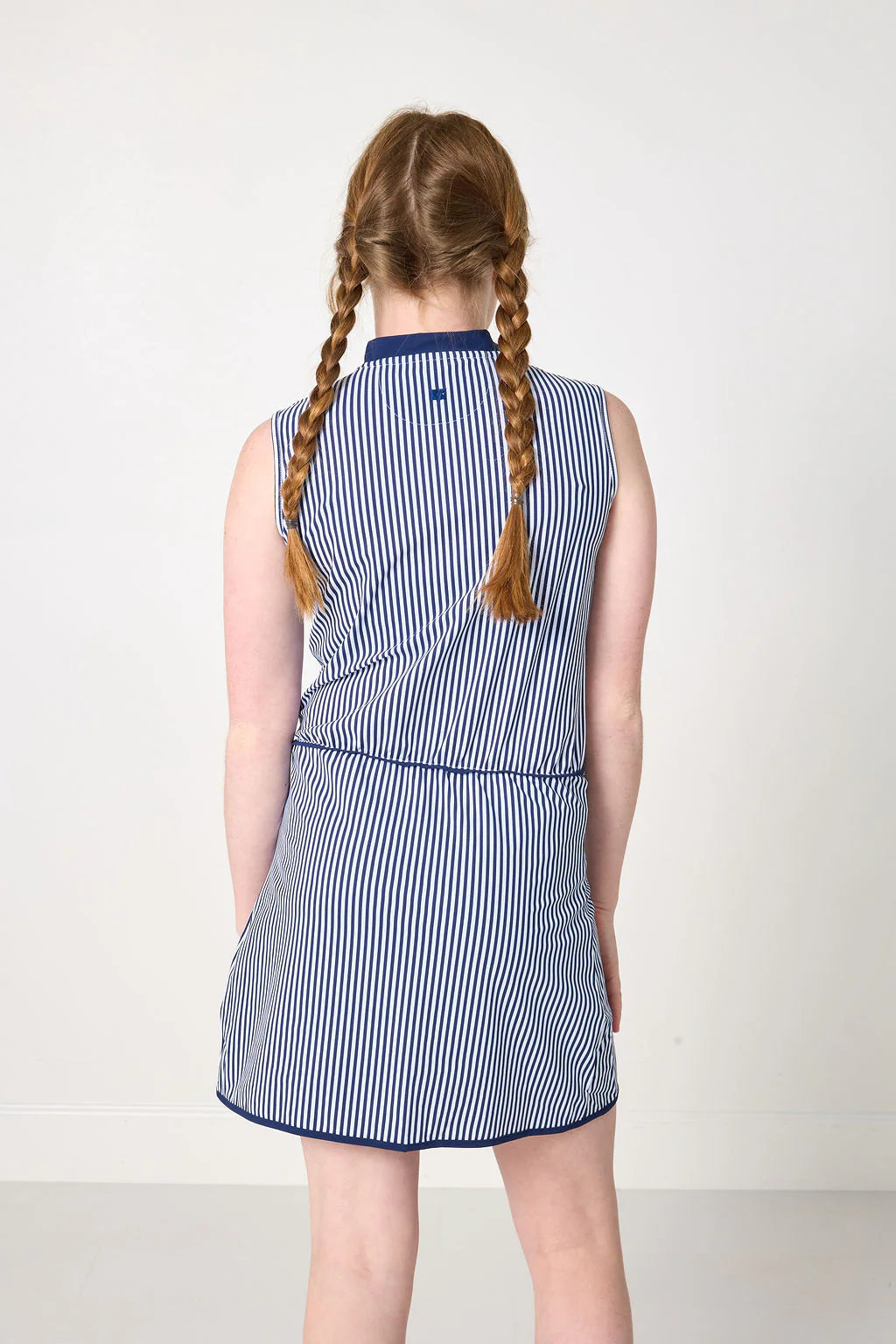 Navy Thin Stripe Tennis Dress By Courtside Kids