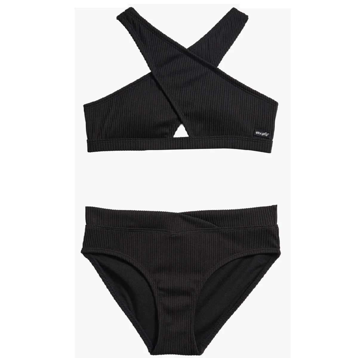 Black Cross Front Two-Piece Swimsuit