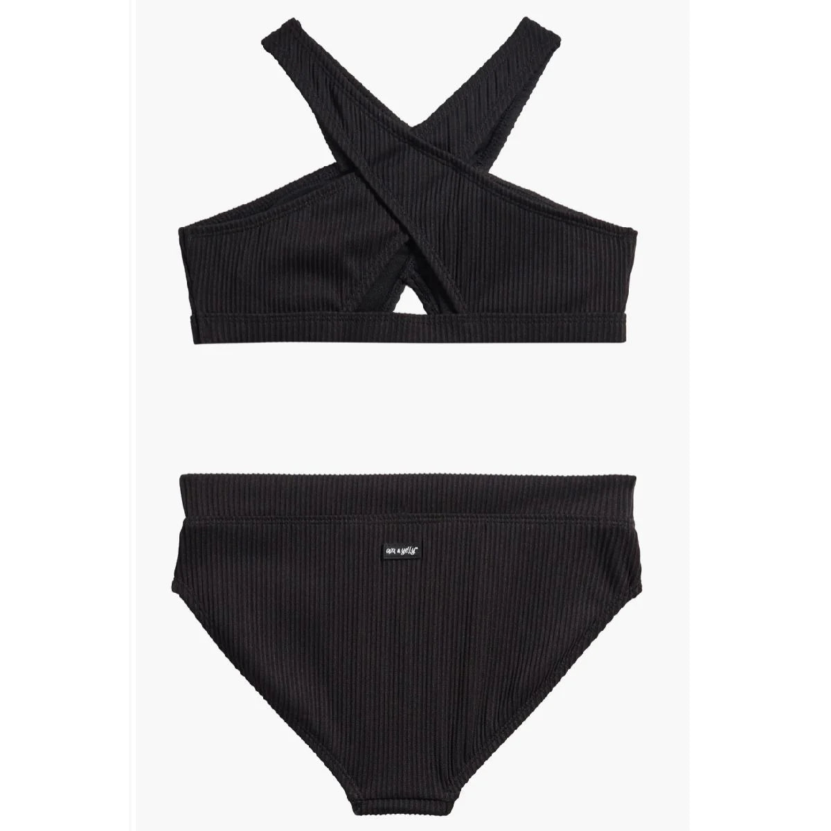 Black Cross Front Two-Piece Swimsuit