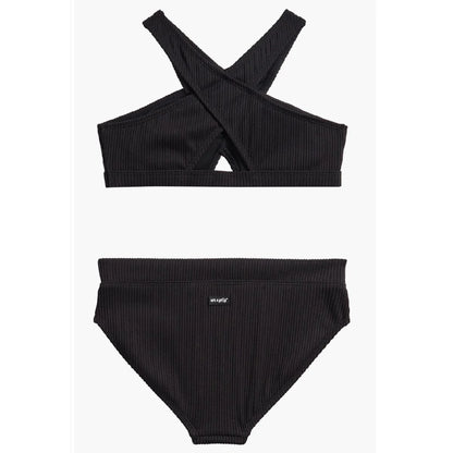 Black Cross Front Two-Piece Swimsuit