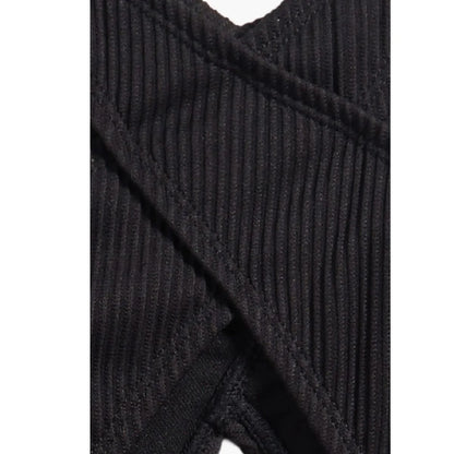 Black Cross Front Two-Piece Swimsuit