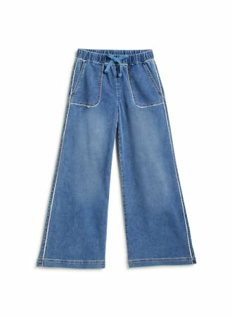 Drawstring Wide Leg with Fray Hem
