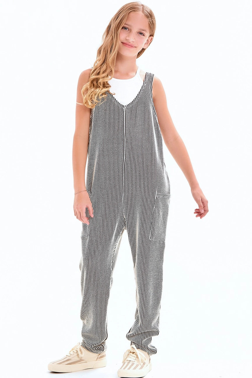 Embossed Rib Sleeveless Jumpsuit