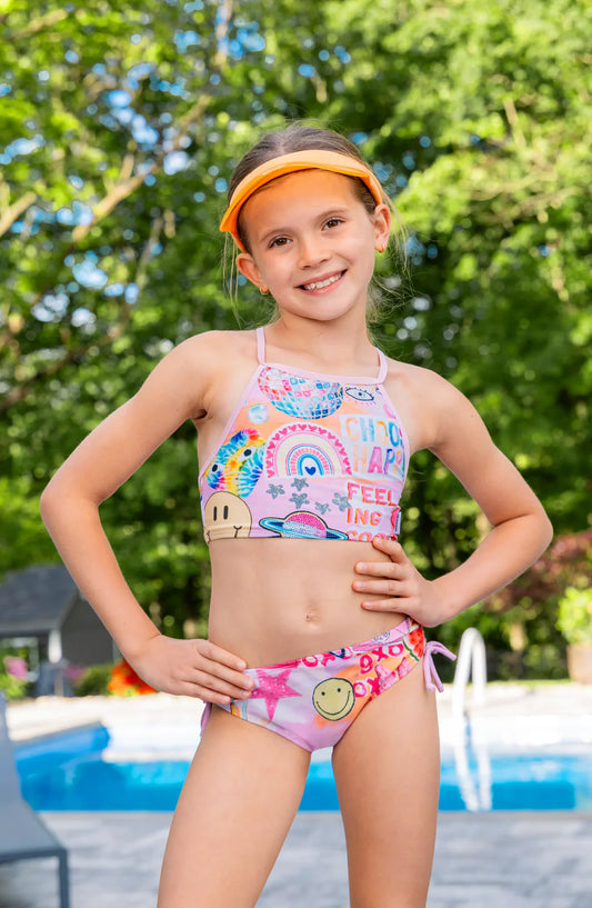 Printed Cropped Tankini Swimsuit