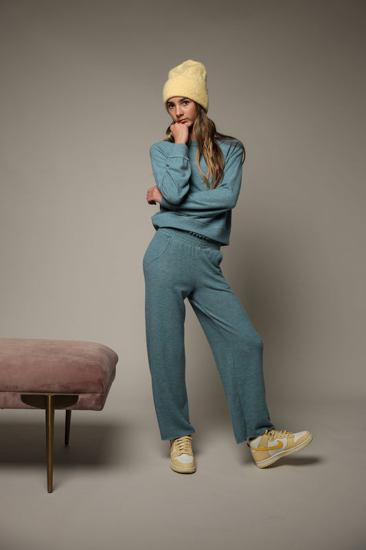 Hacci Jersey Smocked-Waistband Pant by Tenly