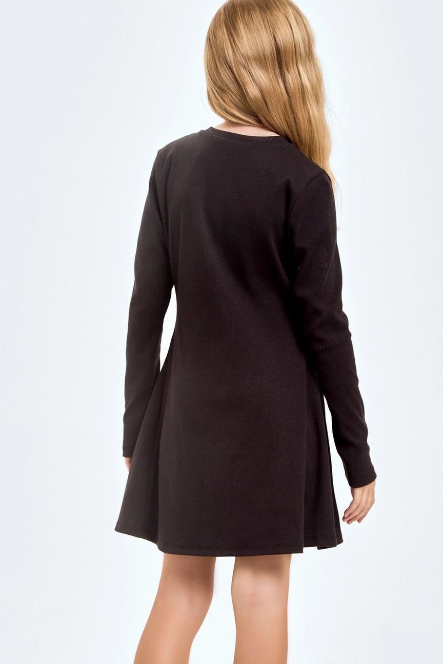 Cotton Rib Flare Mini Dress