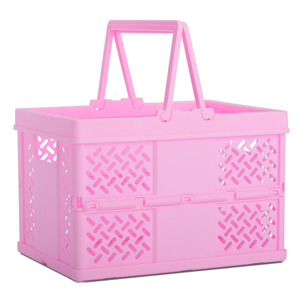 Small Pink Foldable Storage Crate by Iscream