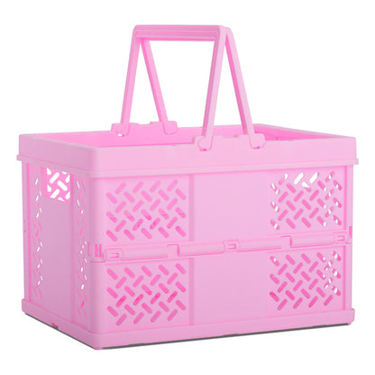 Small Pink Foldable Storage Crate by Iscream