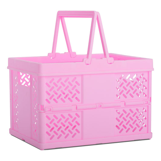 Small Pink Foldable Storage Crate by Iscream