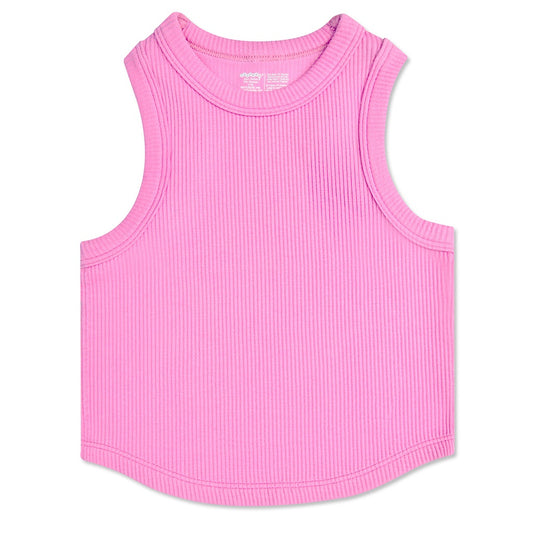 Rose Cropped Ribbed Racerback Tank Top by Iscream