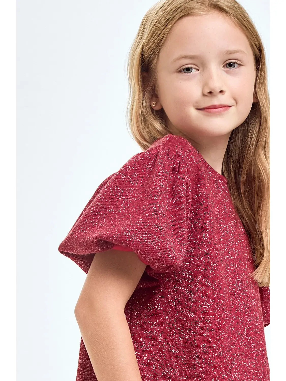 Mink Lurex Balloon Sleeves Top