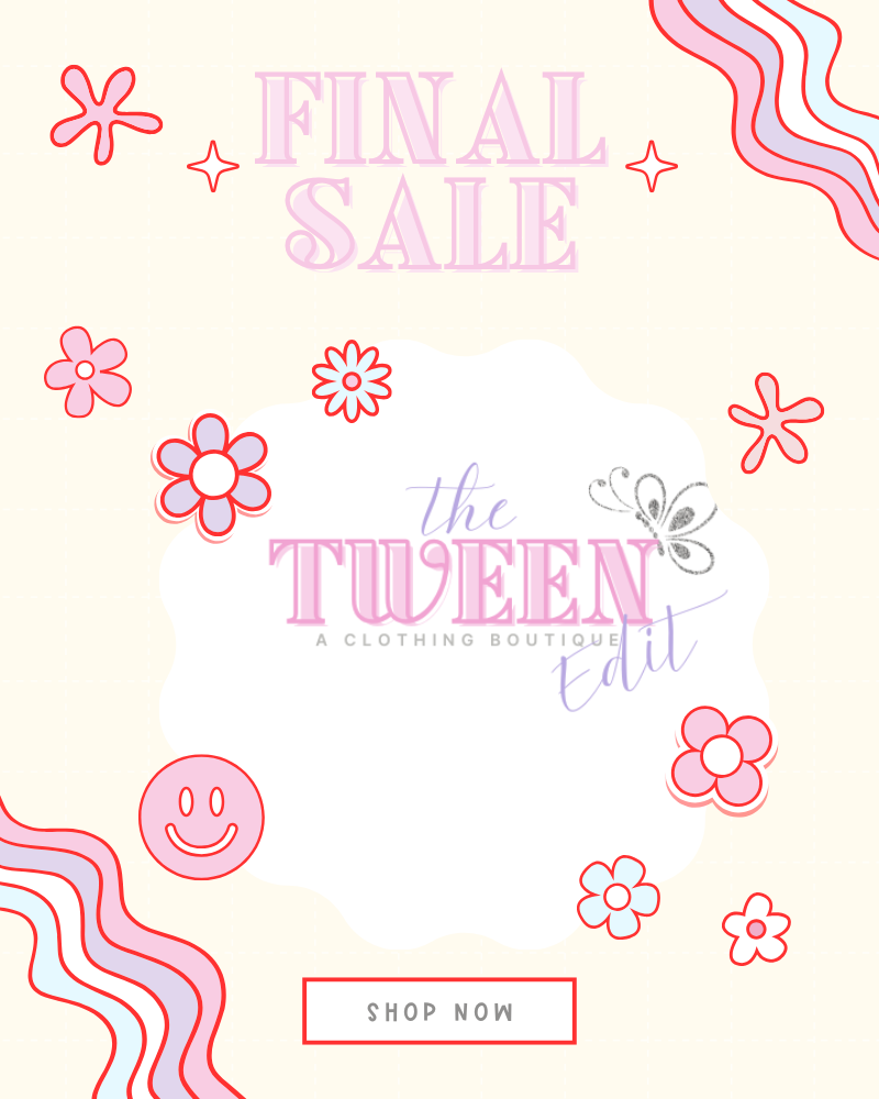 Promotional graphic for 'The Tween Edit' with floral and abstract design elements.