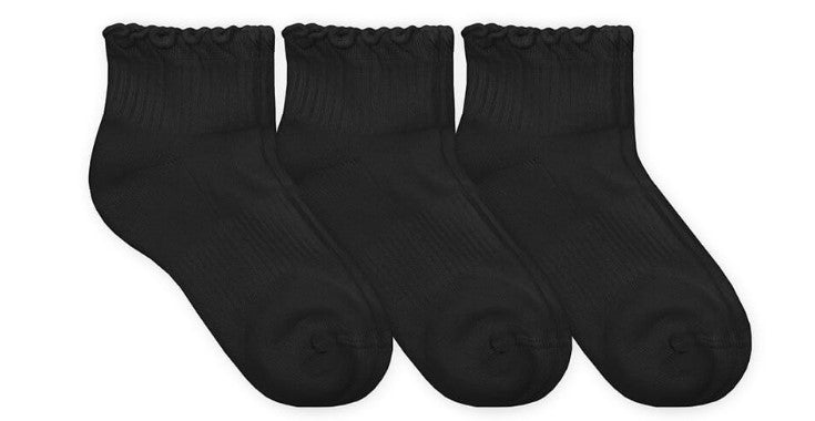 Seamless Quarter Ankle Ruffle Socks - Set of 3 Pairs