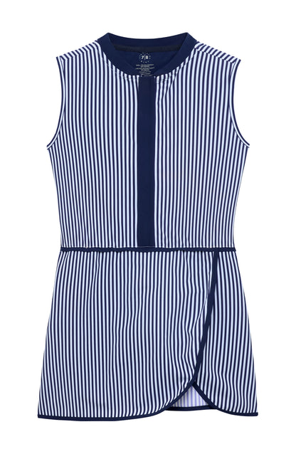 Navy Thin Stripe Tennis Dress By Courtside Kids