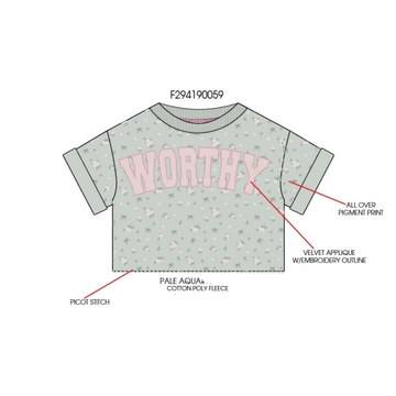 Worthy Applique Embroidery Short-Sleeve Sweatshirt