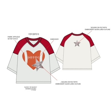 Football Heart Sequin Star Applique Tee