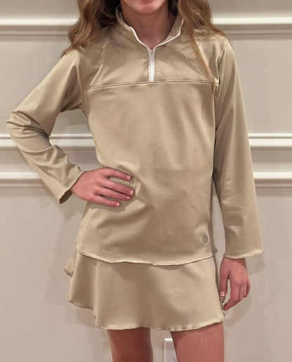 1/4 Zip Lettuce Edge Pull Over