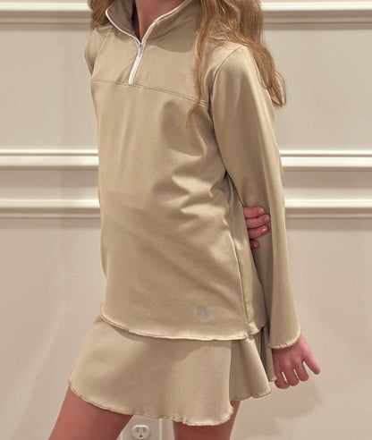 1/4 Zip Lettuce Edge Pull Over