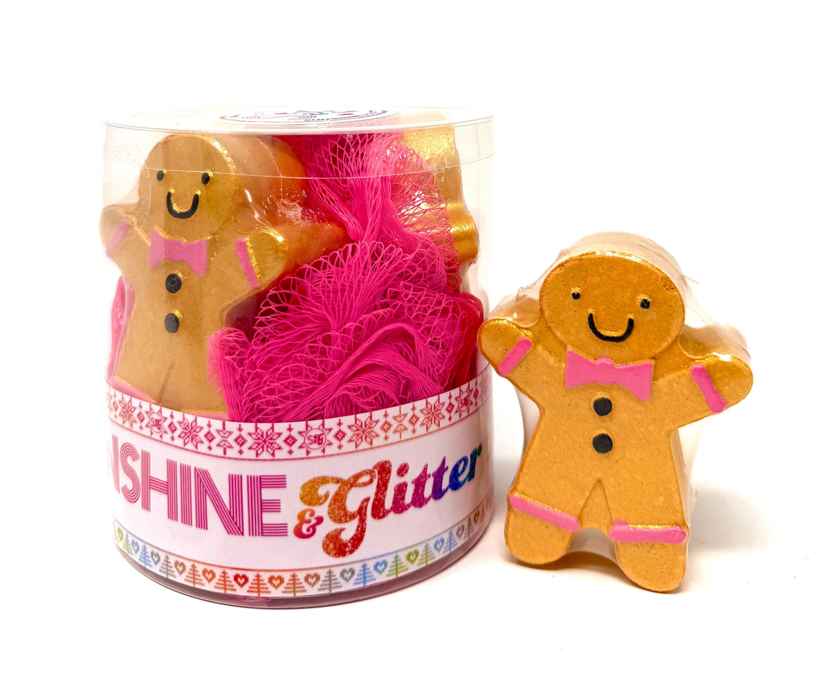 Gingerbread Bath Bomb and Bath Pouf Giftset