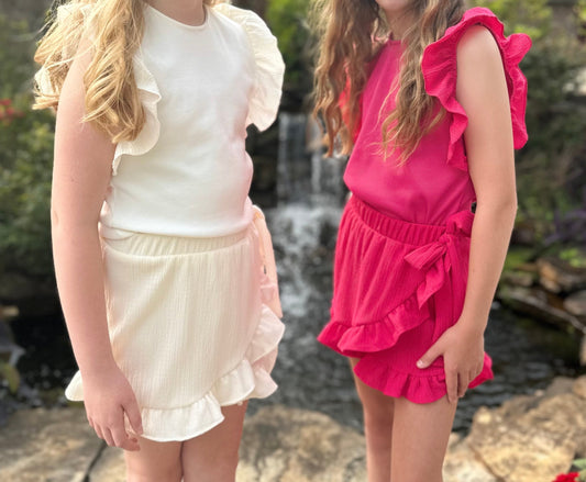 Ruffle Top & Wrap Skort Set