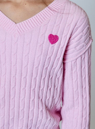 Pink Cable Knit Sweater