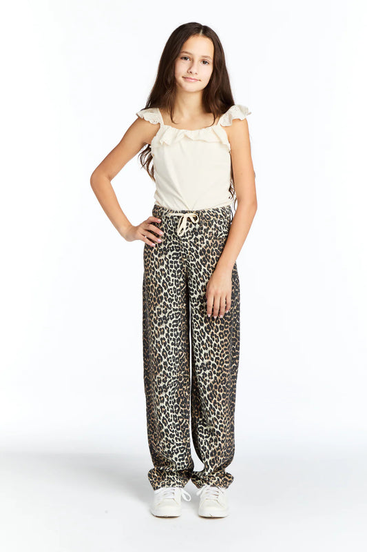 Tractr Leopard Barrel Leg Jeans