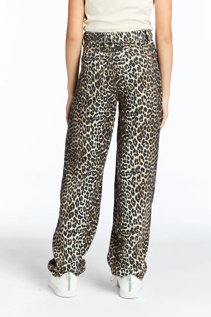 Tractr Leopard Barrel Leg Jeans