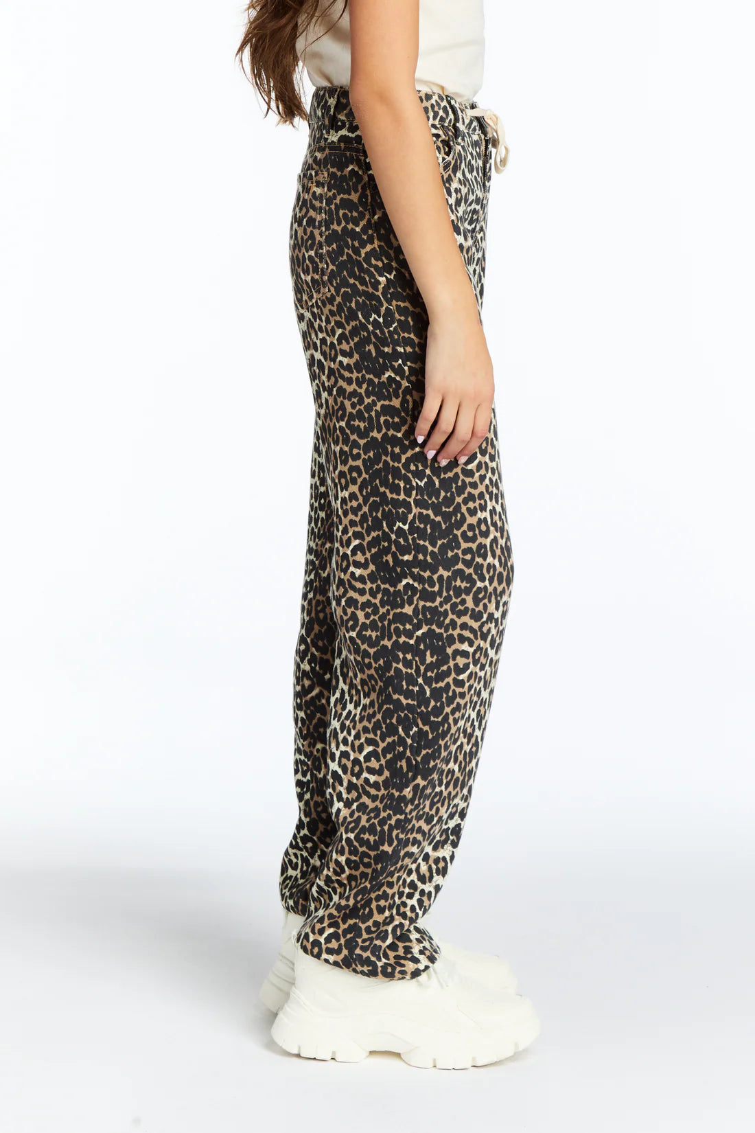 Tractr Leopard Barrel Leg Jeans