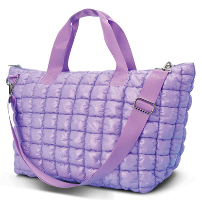 Lavender Shiny Puffer Overnight Bag by Iscream