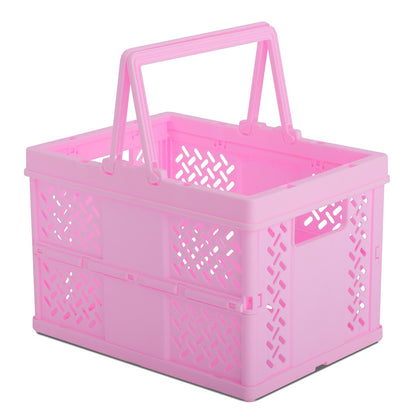 Small Pink Foldable Storage Crate by Iscream