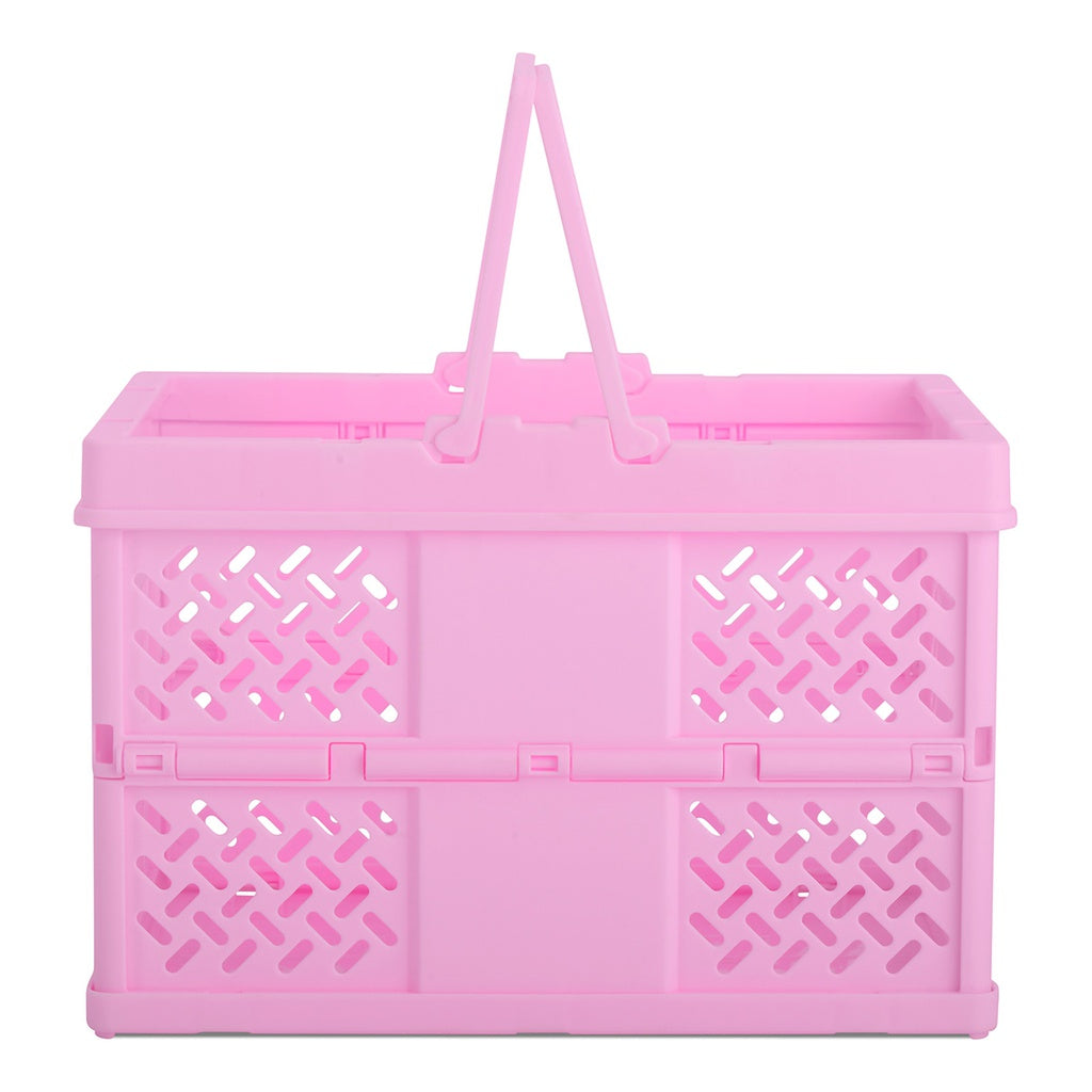 Small Pink Foldable Storage Crate by Iscream