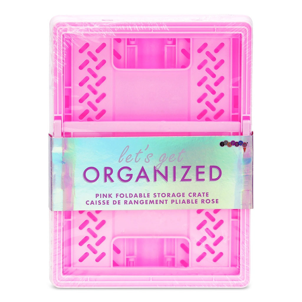 Small Pink Foldable Storage Crate by Iscream