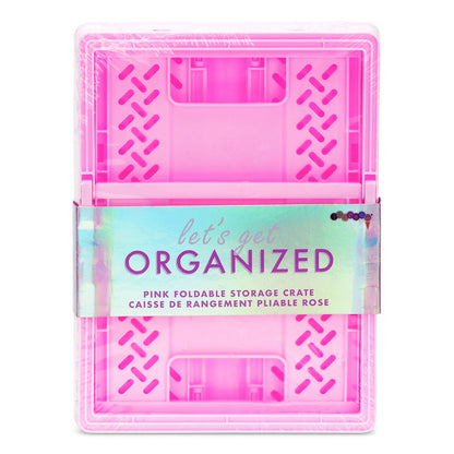 Small Pink Foldable Storage Crate by Iscream